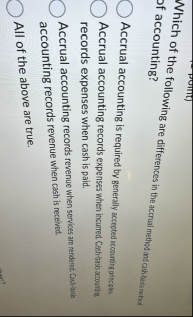 Which of the following are differences in the