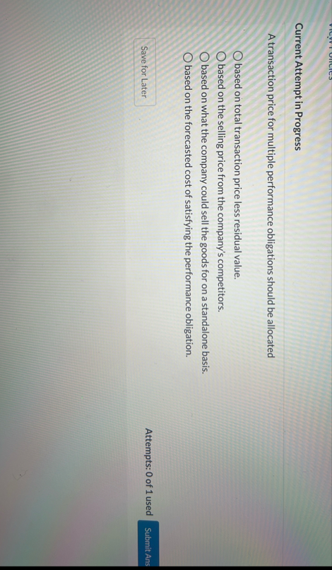 Current Attempt in Progress A transaction price