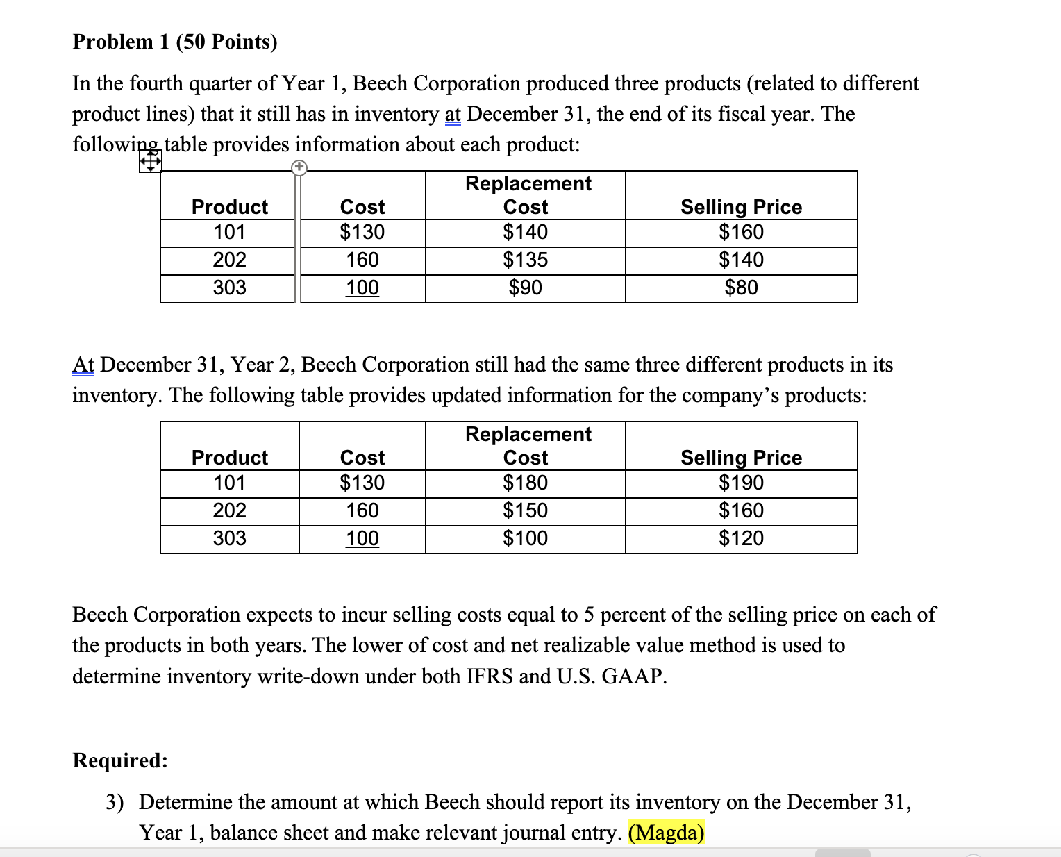 Problem 1 ( 5 0 Points ) In the fourth quarter of