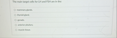 The main target cells for LH and FSH are in the: