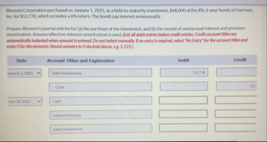Blossom Corporation purchased on January 1 , 2 0