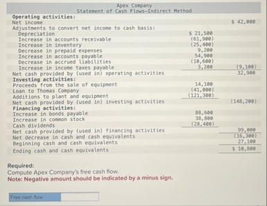\ table [ [ Apex Company Statement of Cash Flows