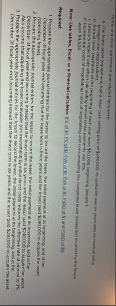 Terms of a lease agreement and related facts