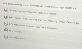 Why does knowledge re - use oftentimes fail?