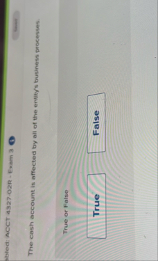 bled: ACCT 4 3 2 7 - 0 2 R - Exam 3 G The cash