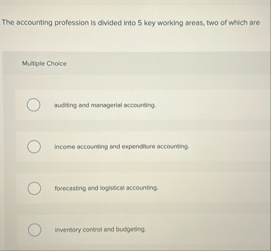 The accounting profession is divided into 5 key