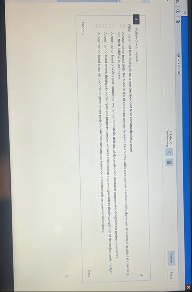 0 1 4 6 0 5 Next 8 Multiple Choice 4 points Which