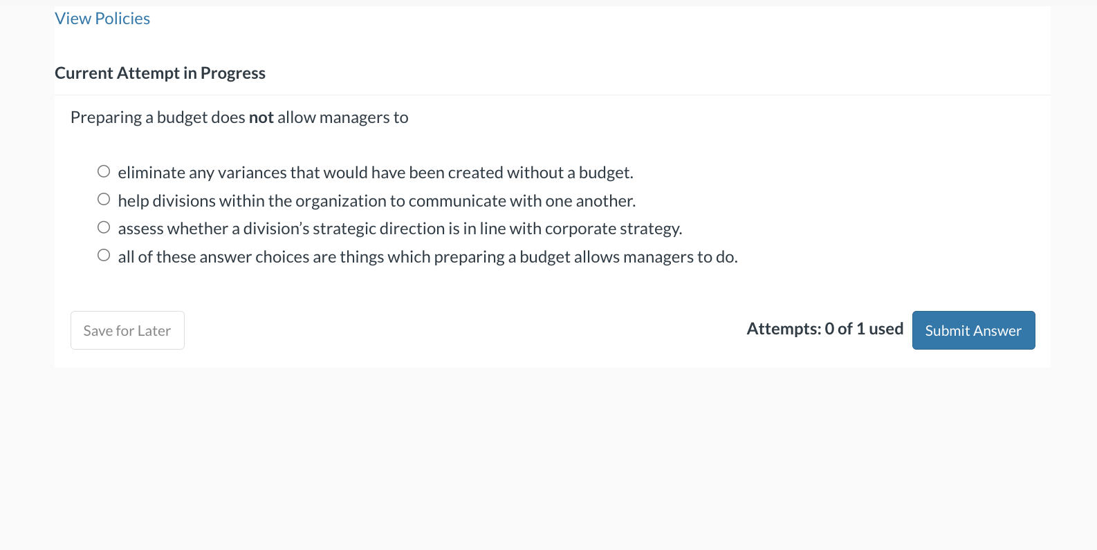 Current Attempt in Progress Preparing a budget