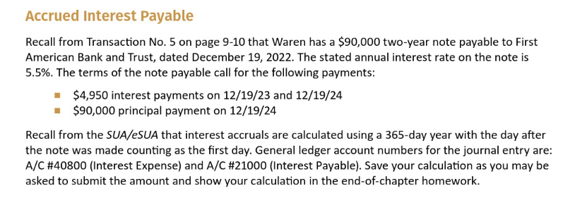 Accrued Interest Payable Recall from Transaction