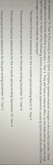 On September 1 5 , Year 4 , the county in which