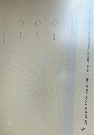 Which melal would most likely be found in an ore