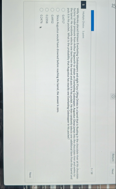 Next 5 Multiple Cholce 1 point Willy Wonka placed