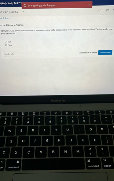 Do ( Wuja Verity Test Pre Error syncing grade.