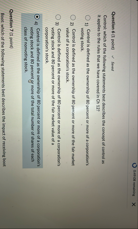 Question 6 ( 1 point ) Saved Control: which of