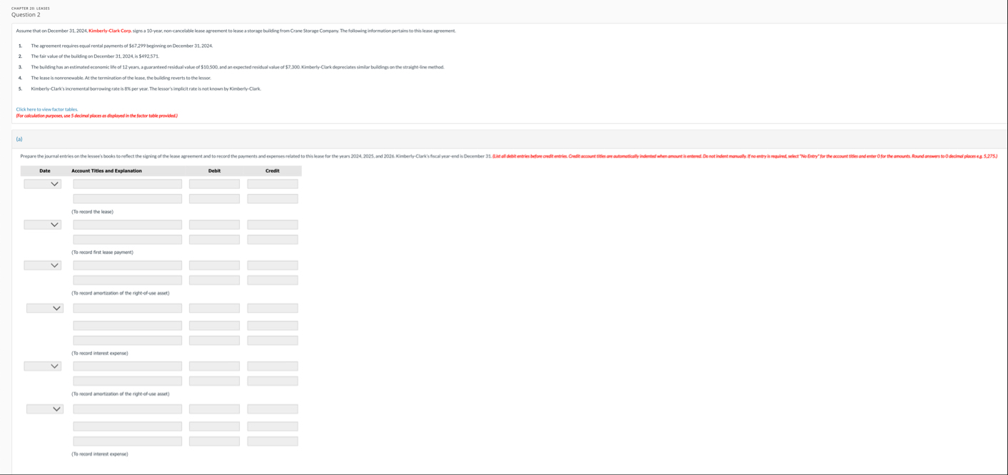 CHAPTER 2 F: LEASES Question 2 The ageement