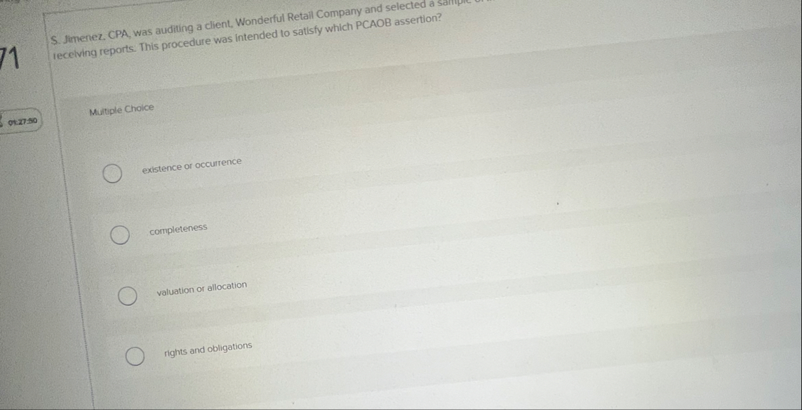 iended to satisfy which PCAOB assertion? Muituple