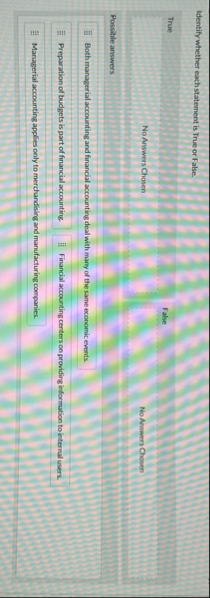 Identify whether each statement is True or False.