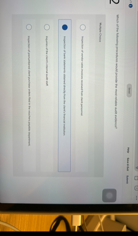 1 ( i ) Help Save 8 Exit Submit Which of the