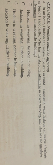 ( EXAMPLE: Numbers could be different ) a . In an