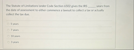 The Statute of Limitations under Code Section 6 5