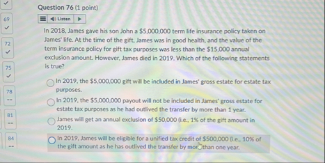 Question 7 6 ( 1 point ) 6 9 8 1 In 2 0 1 9 , the