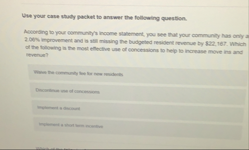 Use your case study packet to answer the