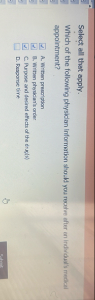 Select all that apply. Which of the following