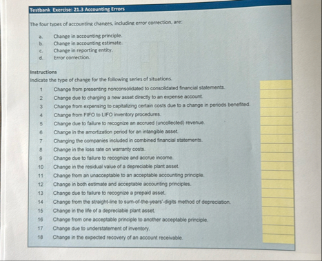 Testbank Exerelset 2 1 . 3 Accounting Irrors The