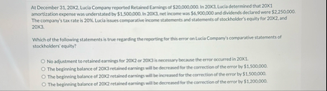 At December 3 1 , 2 0 x 2 , Lucia Company