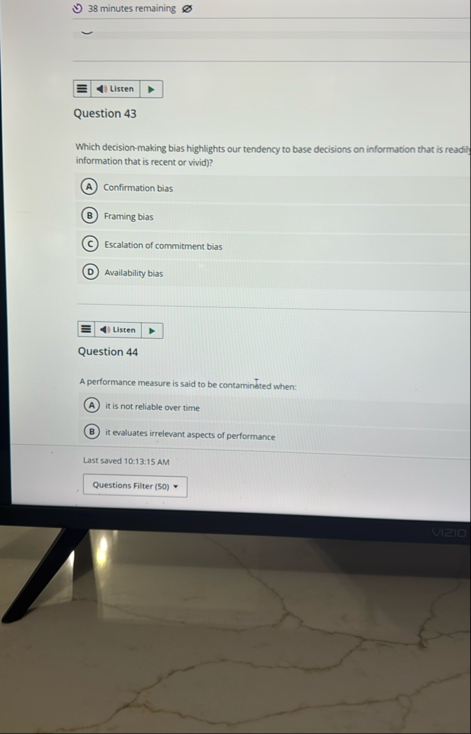 3 8 minutes remaining Listen Question 4 3 Which