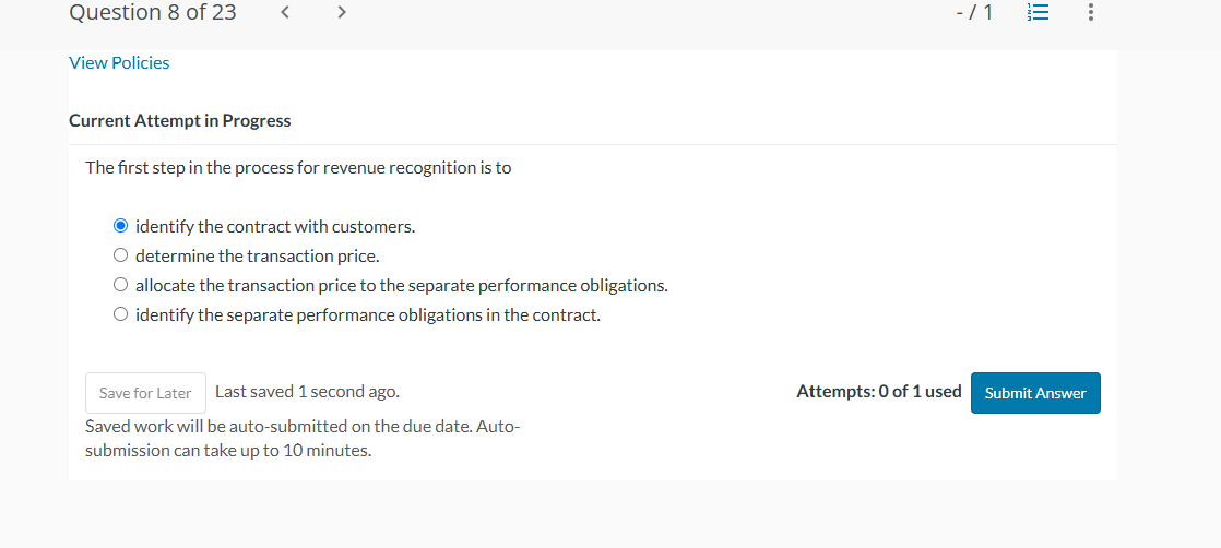 View Policies Current Attempt in Progress The