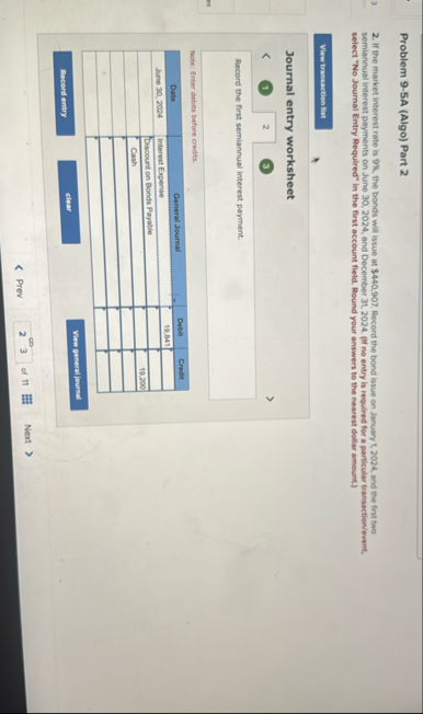 Problem 9 - 5 A ( Algo ) Part 2 2 . If the market