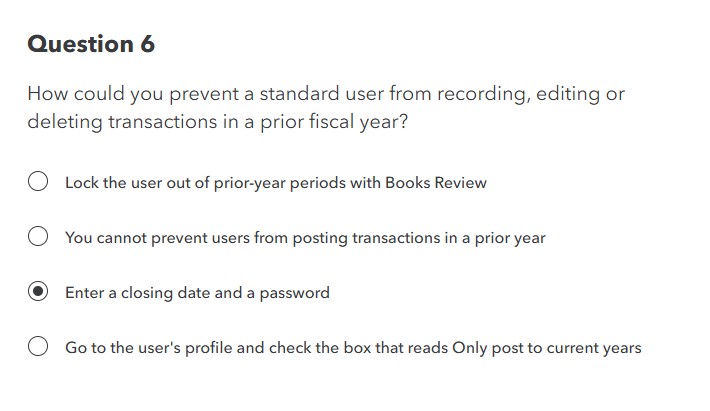 Question 6 How could you prevent a standard user