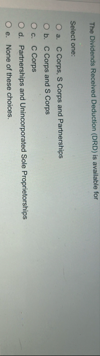 The Dividends Received Deduction ( DRD ) is