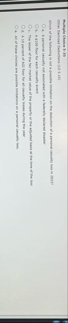 Multiple Choice 5 - 3 5 Other Itemized Deductions