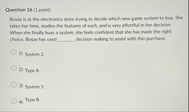 Question 1 6 ( 1 point ) Bosay is at the