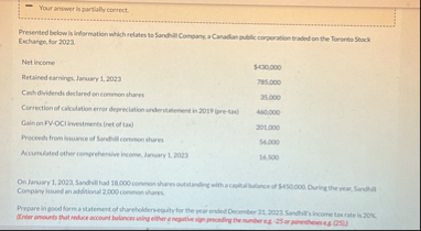 Your answer is partially correct. Presented below