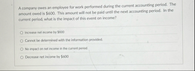 A company owes an employee for work performed