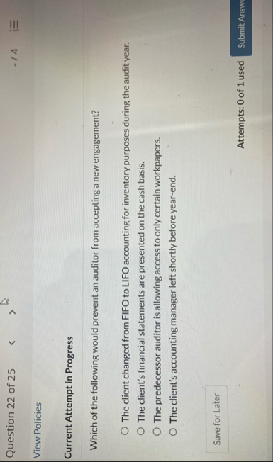 Question 2 2 of 2 5 / 4 View Policies Current