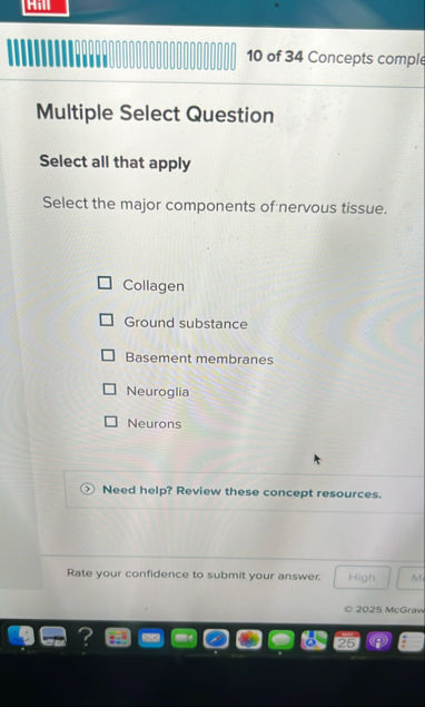 1 0 of 3 4 Concepts comple Multiple Select