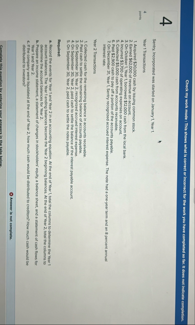 Check my work mode: This shows what is correct or