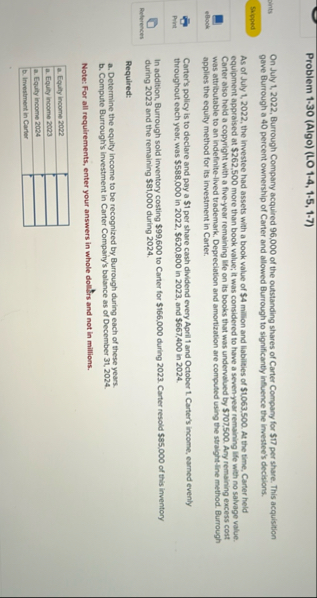 Problem 1 - 3 0 ( Algo ) ( LO 1 - 4 , 1 - 5 , 1 -