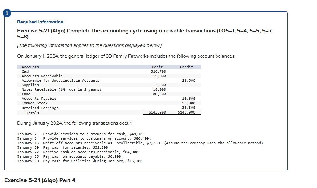 1 Required information Exercise 5 - 2 1 ( Algo )
