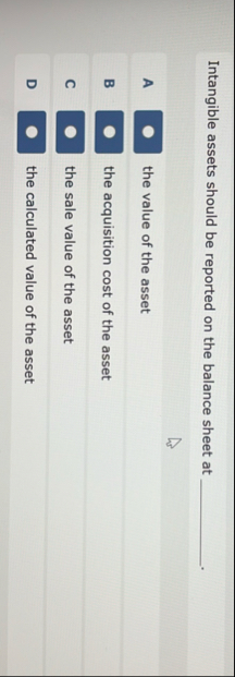 Intangible assets should be reported on the