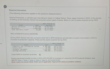 1 Required information \ table [ [ Anset ,