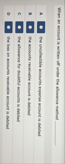 When an account is written off under the