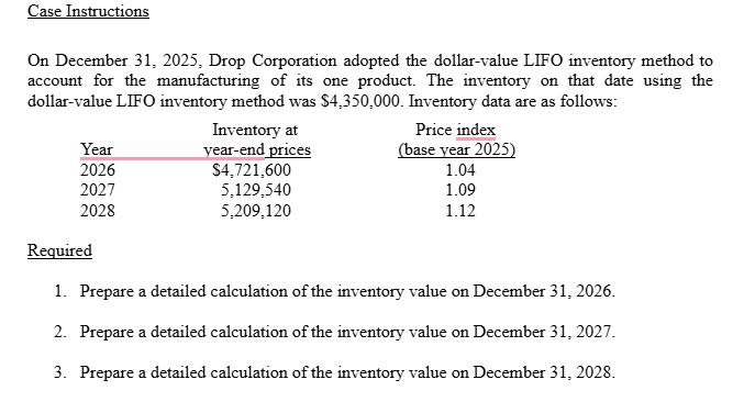 All 3 please Case Instructions On December 3 1 ,