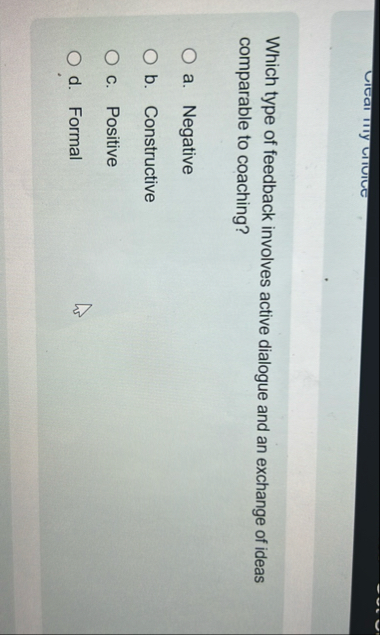 Which type of feedback involves active dialogue
