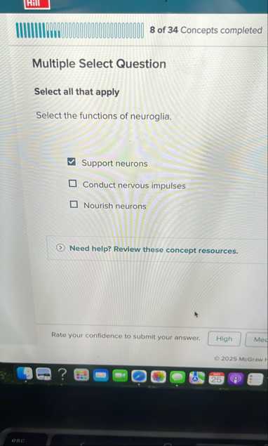 8 of 3 4 Concepts completed Multiple Select