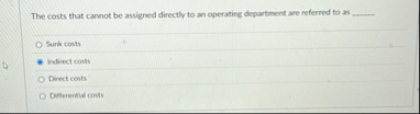 The costs that cannot be assigned directly to an
